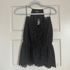 Black peplum spaghetti strap top | Express